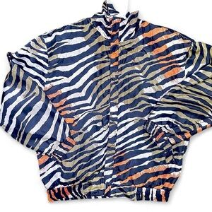 Women’s vintage CoAco Silk 80s zebra print windbreaker varsity jacket